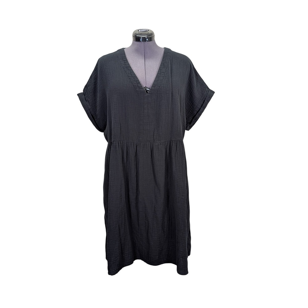 Universal Thread Cotton Gauze Summer Beach Dress Women's XXL Black V Neck